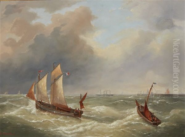 Setting Out Oil Painting by Louis Verboeckhoven