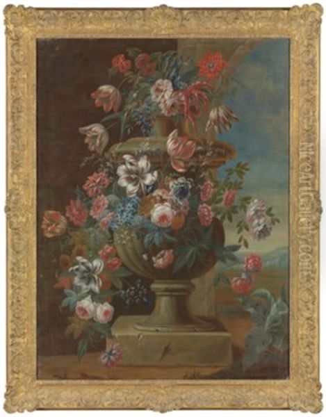 Flowers In An Amphora Oil Painting by Gaspar Pieter Verbrueggen the Elder