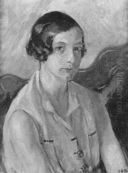 Retrato De Mujer Joven Con Vestido Rosa Oil Painting by Ricardo Verde