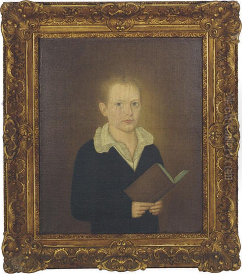 Portrait Of A Boy Holding A Book Oil Painting by John Brewster Jr.