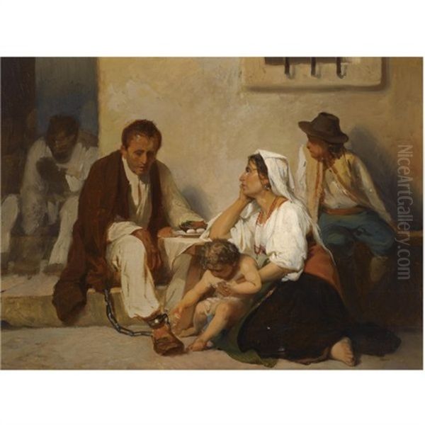 Prison Visit Oil Painting by Vasili Petrovich Vereshchagin