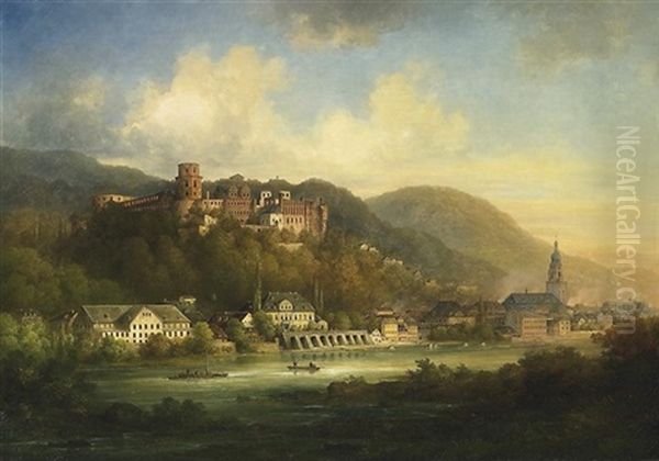 Blick Auf Das Heidelberger Schlos Oil Painting by Theodor Verhas