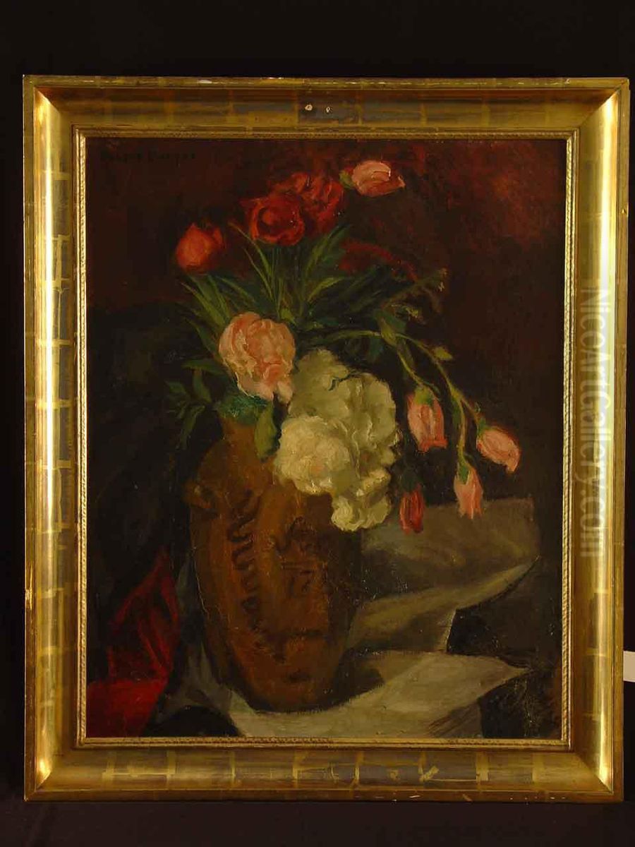 Rosen Und Pfingstrosen In Der Vase Oil Painting by Robert Breyer