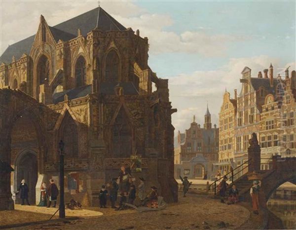 A Capriccio View Of Utrecht Oil Painting by Jan Hendrik Verheyen