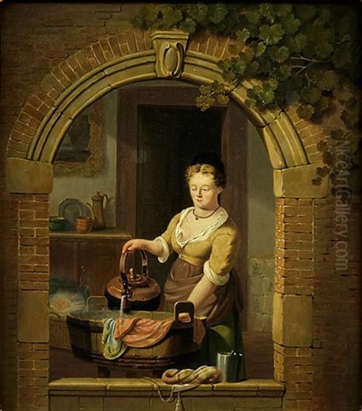 Morning Chores Oil Painting by Jan Hendrik Verheyen
