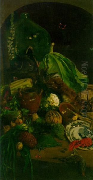 A Kitchen Still Life Oil Painting by Lucas Verkoren