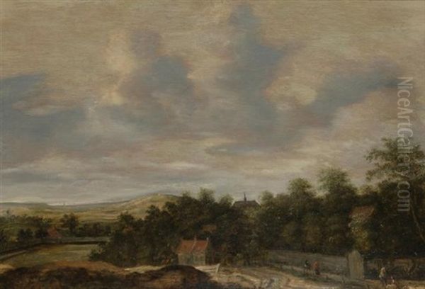 Landscape With A Walled Estate And A Church Oil Painting by Jan Vermeer van Haarlem the Elder