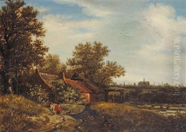 A Dune Landscape With A View Of Haarlem Oil Painting by Jan The Younger Vermeer Van Haarlem