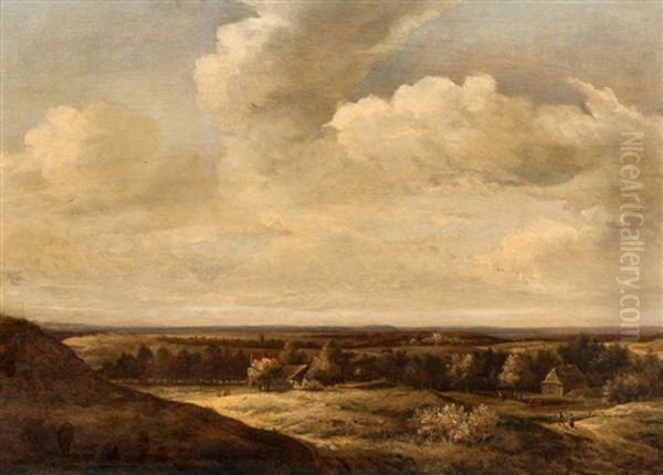 Weite Dunenlandschaft Mit Bauern Oil Painting by Jan The Younger Vermeer Van Haarlem