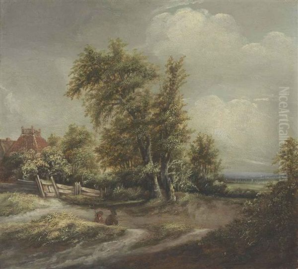 A Dune Landscape With Figures And A House Beyond Oil Painting by Jan The Younger Vermeer Van Haarlem