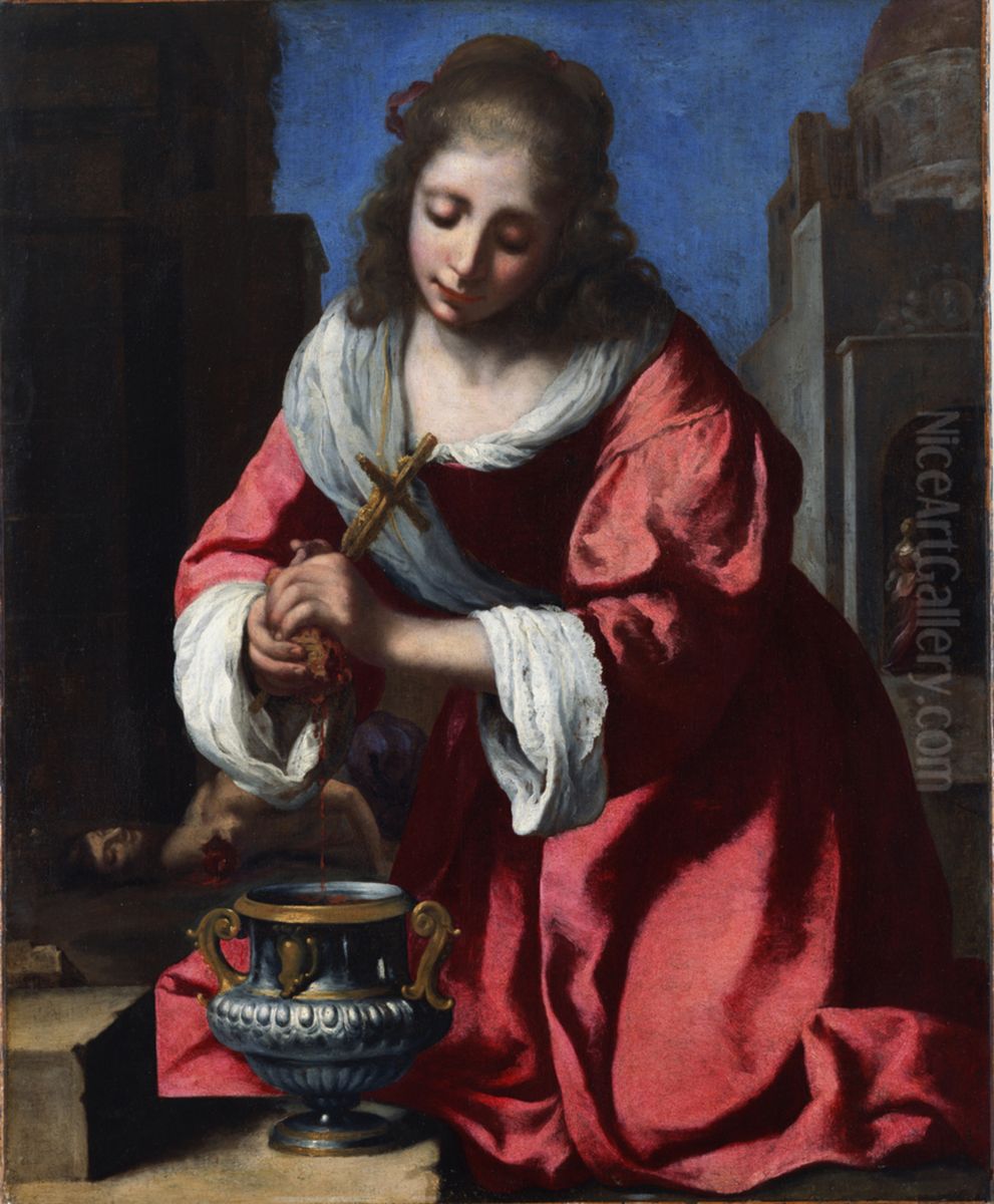 Saint Praxedis Oil Painting by Jan Vermeer Van Delft