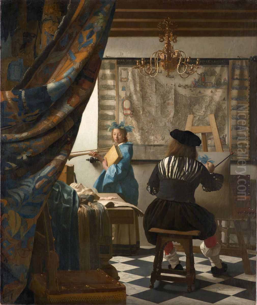 The Art Of Painting Oil Painting by Jan Vermeer Van Delft