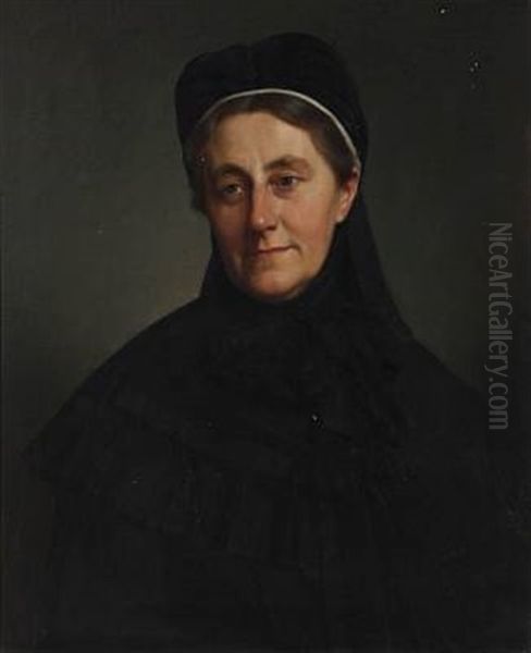 Portrait Of Mrs. Councillor Benedicte Collin Oil Painting by Frederik Vermehren