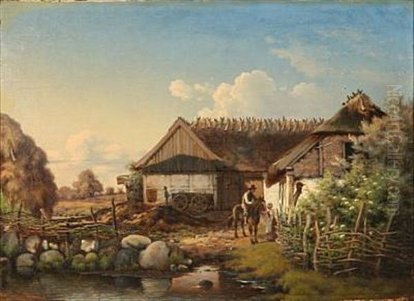Behind An Old Farm Oil Painting by Frederik Vermehren