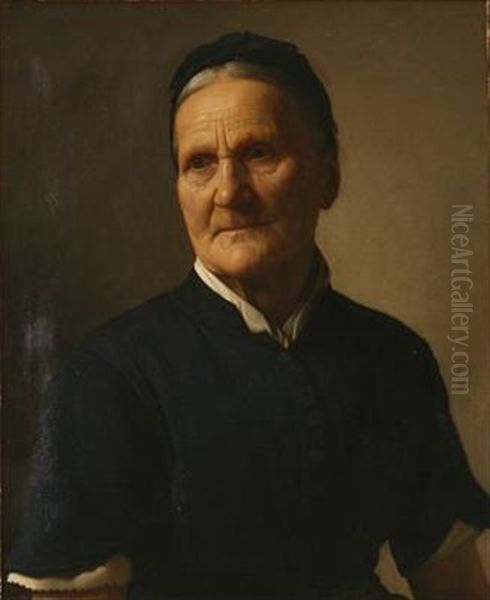 Portrait Of An Elderly Woman Oil Painting by Frederik Vermehren