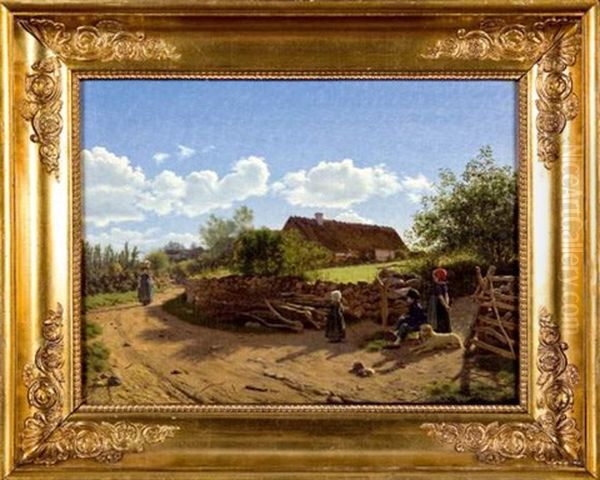 Scene De Village Oil Painting by Frederik Vermehren
