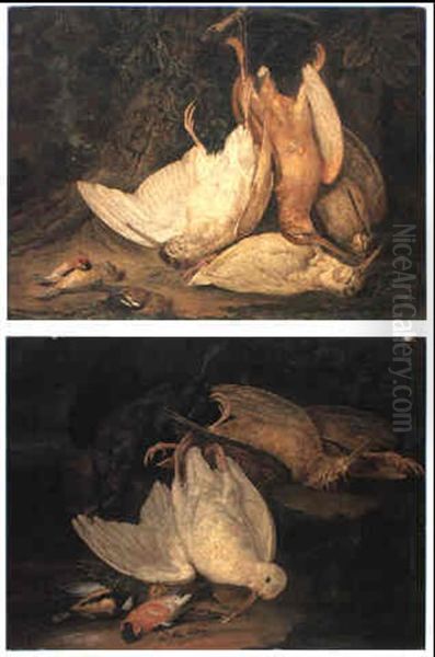 Dead Birds At The Foot Of A Tree Oil Painting by Jacob Xavier Vermoelen