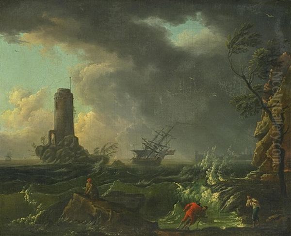 Gewittersturm Vor Der Kuste Oil Painting by Vernet Claude Joseph