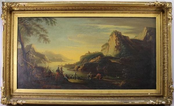 Coastal Landscape With Figures Oil Painting by Vernet Claude Joseph