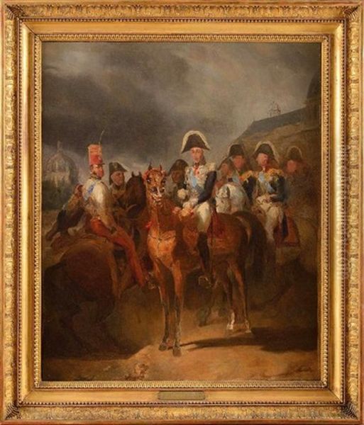 Charles X Passant En Revue Les Troupes Sur Le Champ De Mars Oil Painting by Horace Vernet