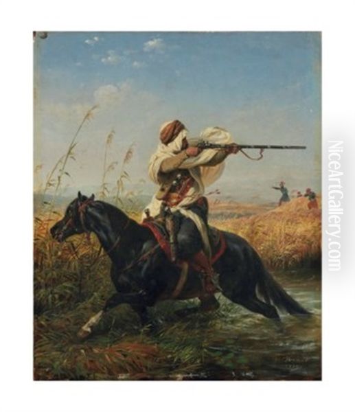 Cavalier Arabe, Dit Aussi 'la Retraite' Oil Painting by Horace Vernet