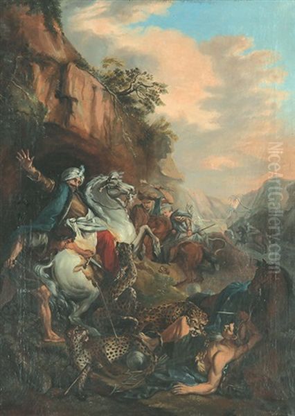 Leopardenjagd Oil Painting by Horace Vernet