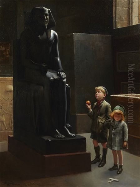 La Visite Du Louvre A Paris Oil Painting by Maurice Pillard Verneuil