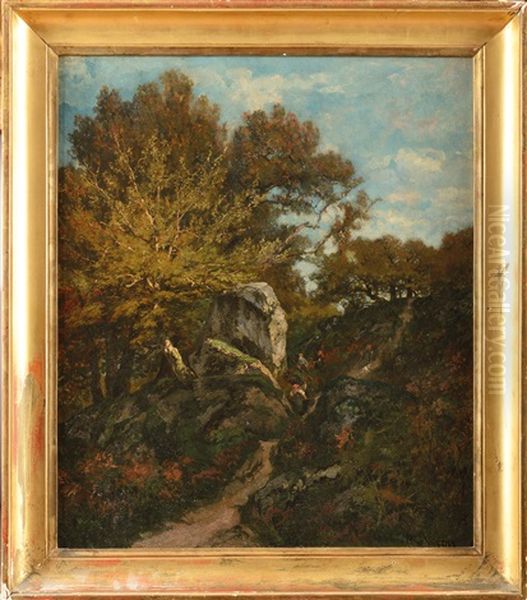 Personnages En Foret Oil Painting by Alexandre Rene Veron