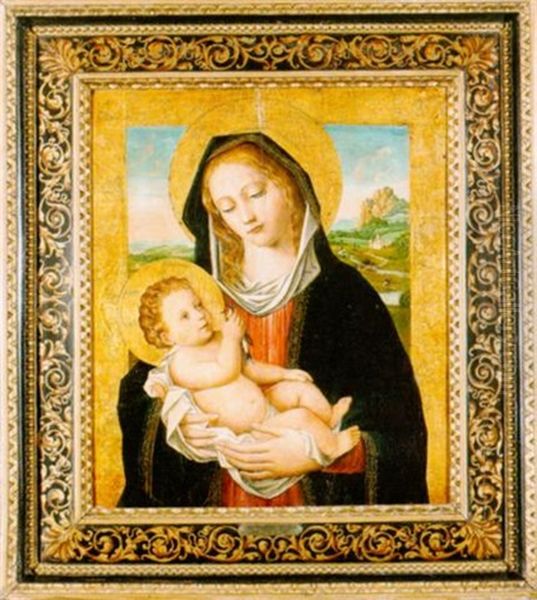 Madonna Mit Kind Und Distelfinken Oil Painting by Liberale Da Verona