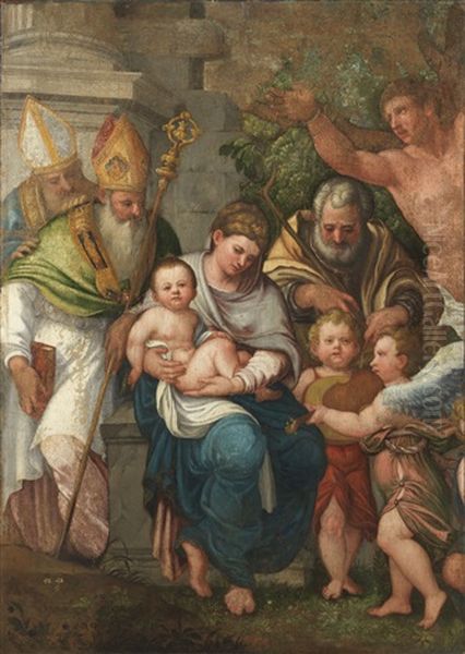 Madonna Col Bambino, San Giuseppe E Santi Oil Painting by Paolo Veronese (Caliari)