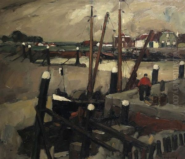 Le Port Oil Painting by Oscar Verpoorten