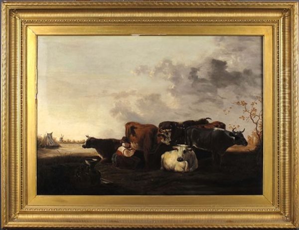 Traite Des Vaches Au Champ Oil Painting by Jacob Johann Verreyt