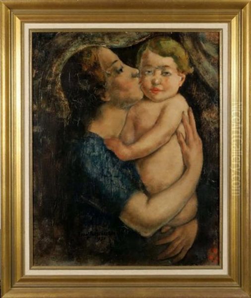 Mere Et Enfant Oil Painting by Barth Verschaeren