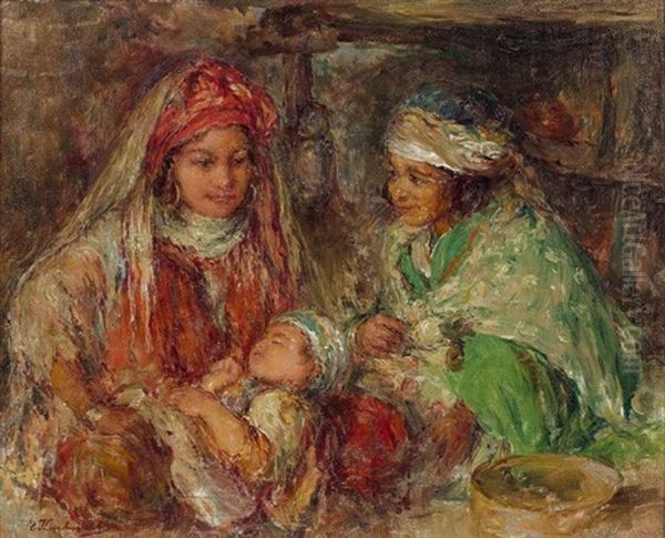 La Veillee Oil Painting by Edouard Verschaffelt