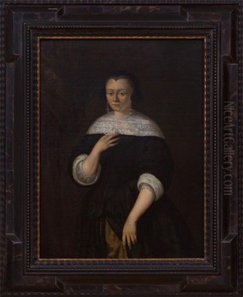 Portrait Of The Artist's Wife, Nee Adriana Van Forest Oil Painting by Hendrick Verschuring