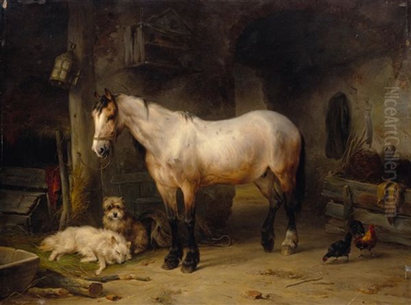 Horse In A Stable Oil Painting by Wouter Verschuur