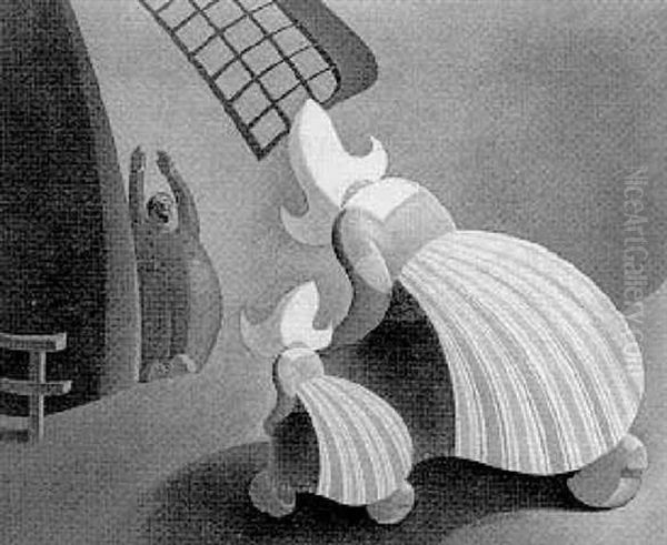 Figuren Bij Een Molen Oil Painting by Charles, Verschuuren Jnr.