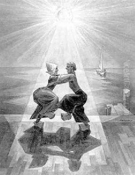 Dansend Paar In Klederdracht Oil Painting by Charles, Verschuuren Jnr.