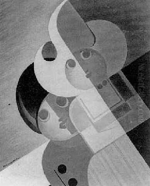 Jogen En Meisje In Klederdracht Oil Painting by Charles, Verschuuren Jnr.