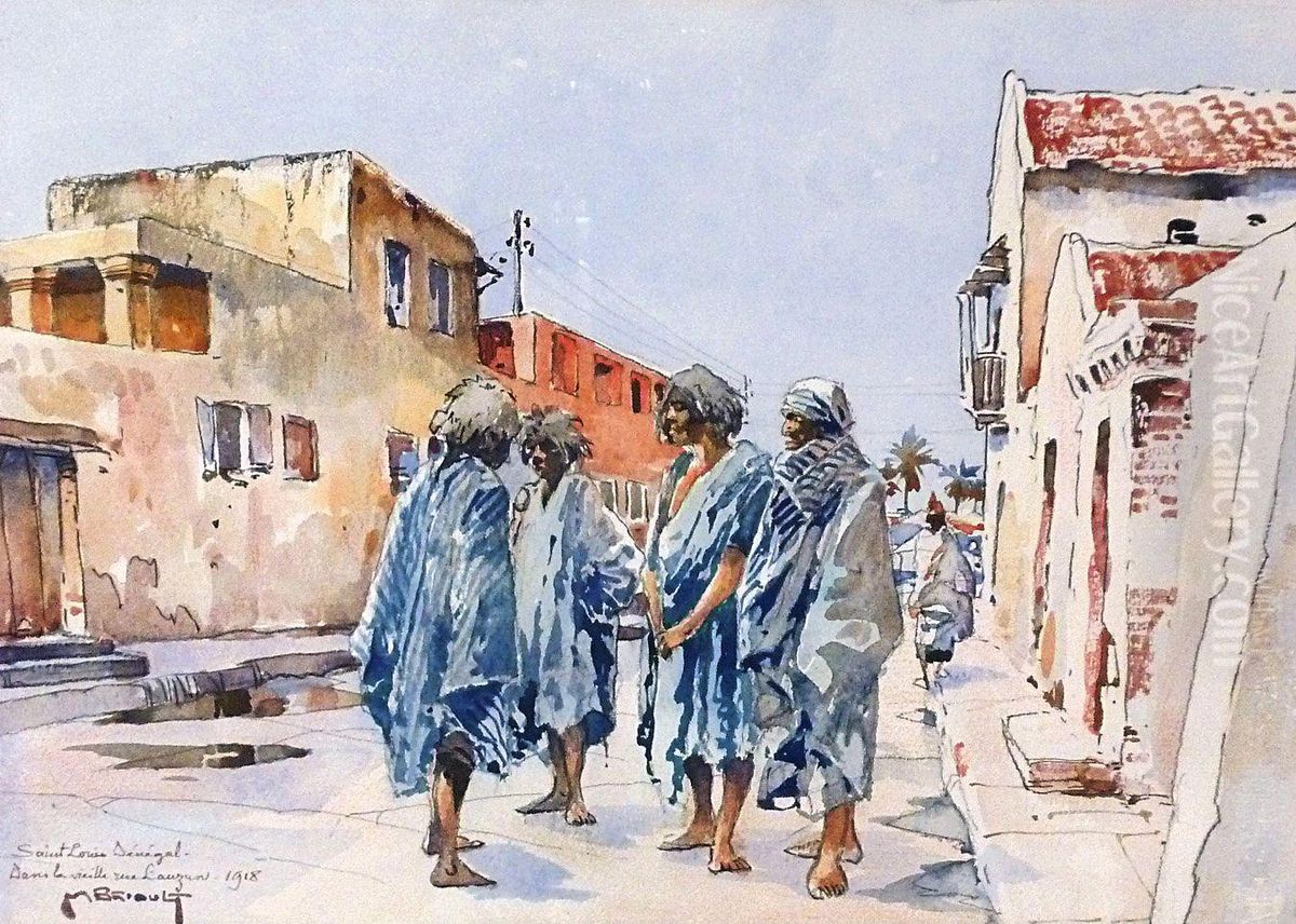 Saint-louis Du Senegal, Rue Lauzun Oil Painting by Maurice Briault