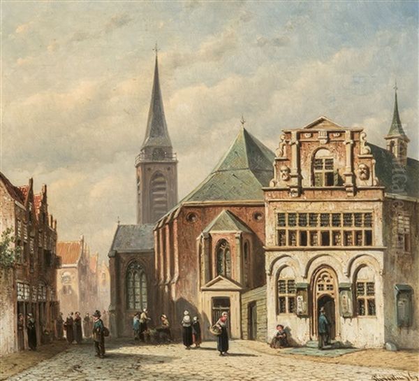 A View Of Scheveningen Oil Painting by Pieter Gerard Vertin