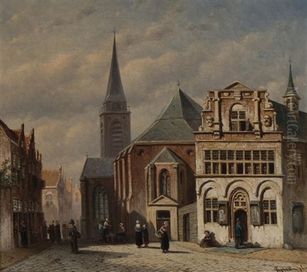 Street Scene, Belgium Ii Oil Painting by Pieter Gerard Vertin