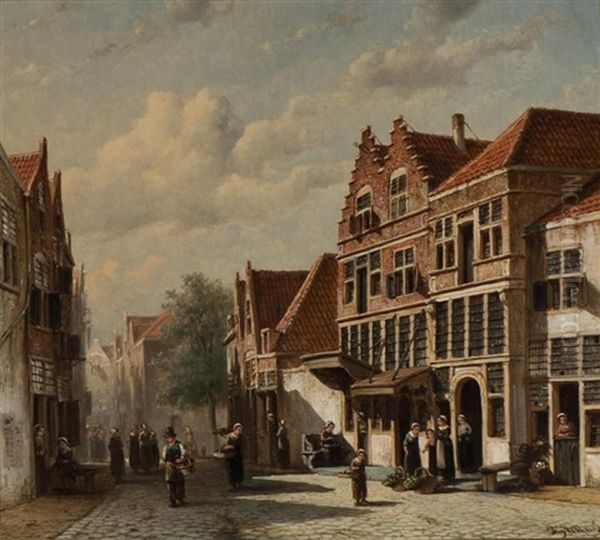 Street Scene, Belgium I Oil Painting by Pieter Gerard Vertin