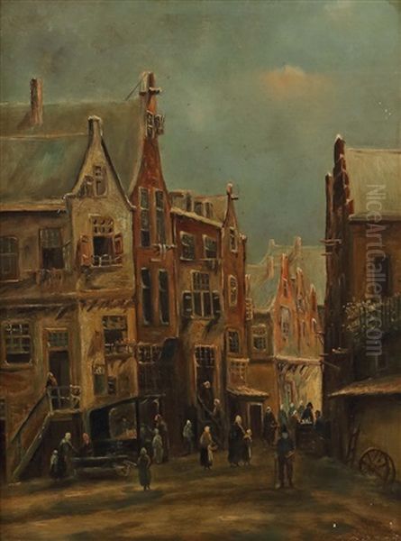 Markttag In Einer Hollandischen Stadt Oil Painting by Pieter Gerard Vertin