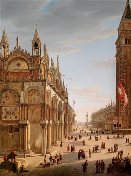 Der Markusplatz In Venedig Oil Painting by Frans Vervloet