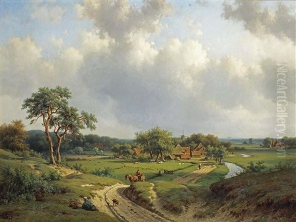A Path Through The Dunes, Haarlem In The Distance Oil Painting by Willem Vester