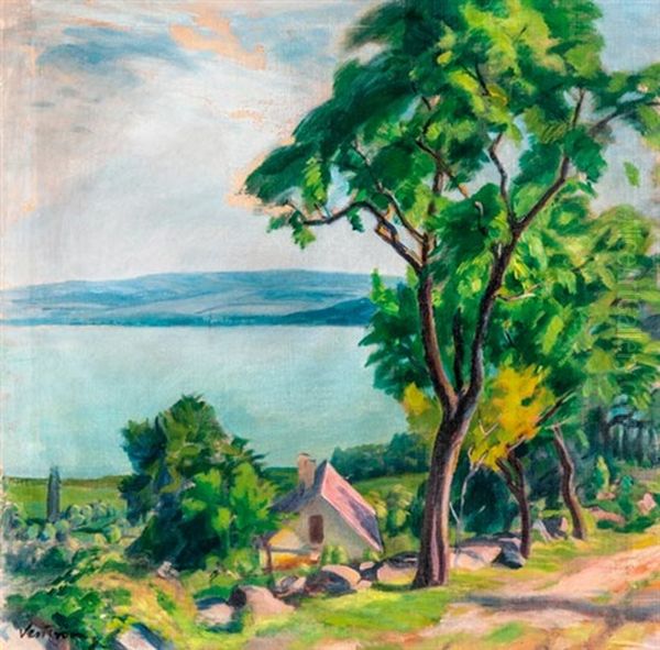 Balatoni Taj Oil Painting by Mano (Emanuel) Vesztroczy