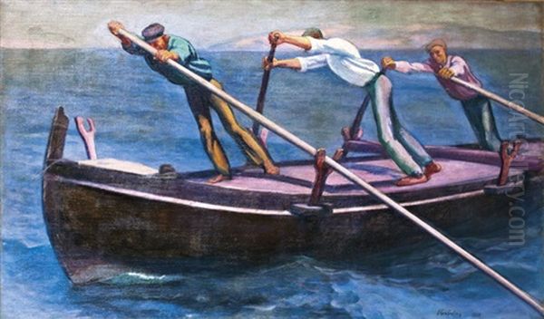 Halaszok Oil Painting by Mano (Emanuel) Vesztroczy