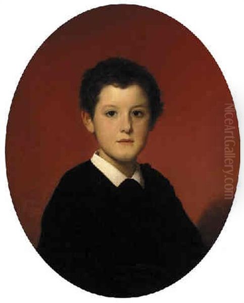 Portrait Of A Young Boy In A Black Smock With A White Collar Oil Painting by Hegesipe Jean Vetter