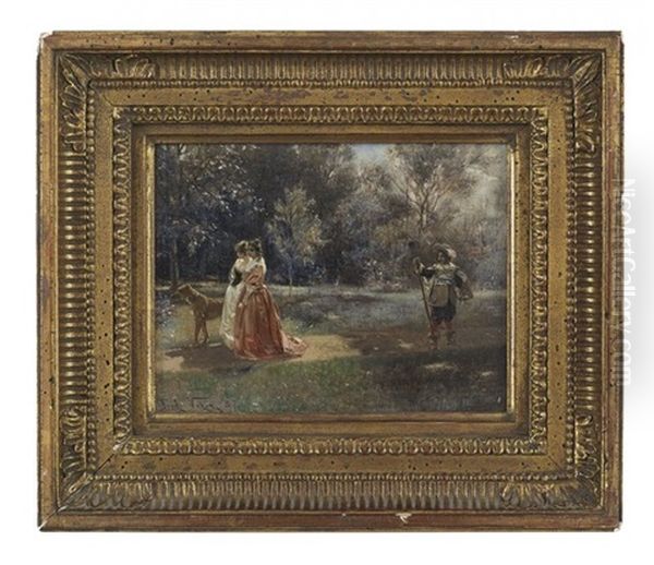 Walk In The Garden Oil Painting by Frederick Vezin